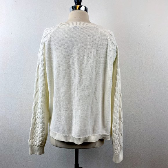 Caffe Marrakesh Sweater Over-Sized White Cotton Cable Knit Slouchy Pullover XL - Picture 5 of 7